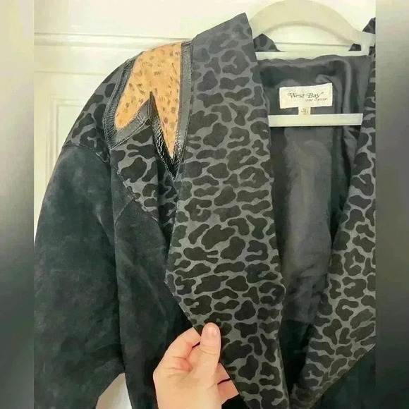 Vintage 80s West Bay Genuine Leather Jacket Size 8 (S/M), Animal Print Western - Picture 8 of 14